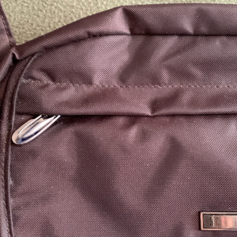 NWOT Scarleton brown vinyl bag.  Approx. 14 x 9..  Multiple zipper compartments - Picture 3 of 7